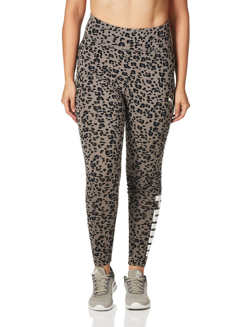 PUMA womens Essentials+ Logo Leggings, Charcoal Gray, X-Small US