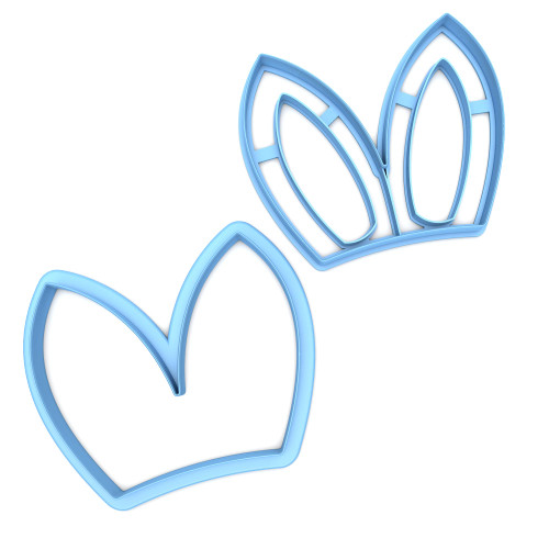 Sweet Prints Inc Set of 2 Bunny Ears Cookie Cutter - Dishwasher Safe (4")