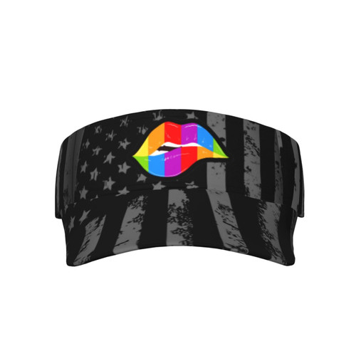 LGBT Rainbow Lip Gay Pride Visor Cap Adjustable Uv Protection Sun Visor Hats Empty Top Baseball Hat for Women and Men