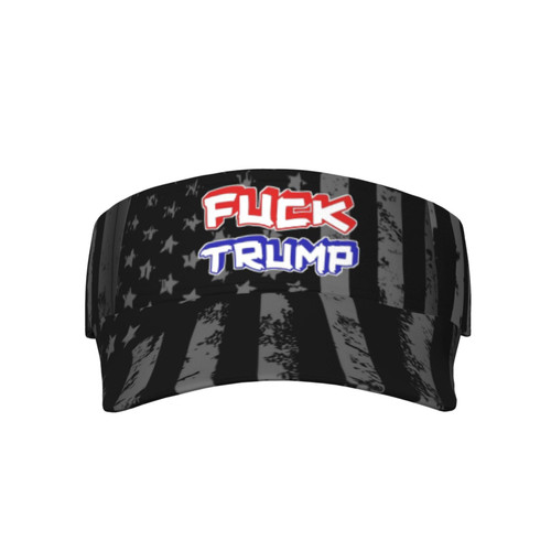 Fuck Trump 2024 Visor Cap Adjustable Uv Protection Sun Visor Hats Empty Top Baseball Hat for Women and Men Black