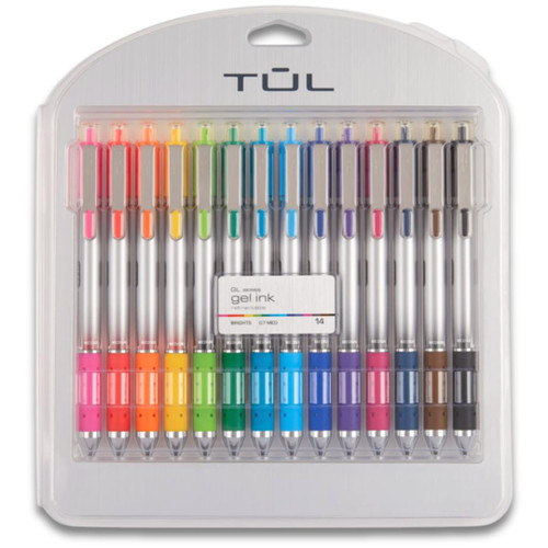 TUL Retractable Gel Pens, Medium Point, 0.7 mm, Assorted Barrel Colors, Assorted Candy Ink Colors, Pack of 14 Pens