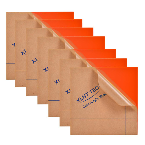 XLNT TECH 6 PCS Orange Cast Acrylic Opaque (no-Transparent) Plastic Sheet 8 x 8 Inch (.118" Thick), for Signs, DIY Projects.
