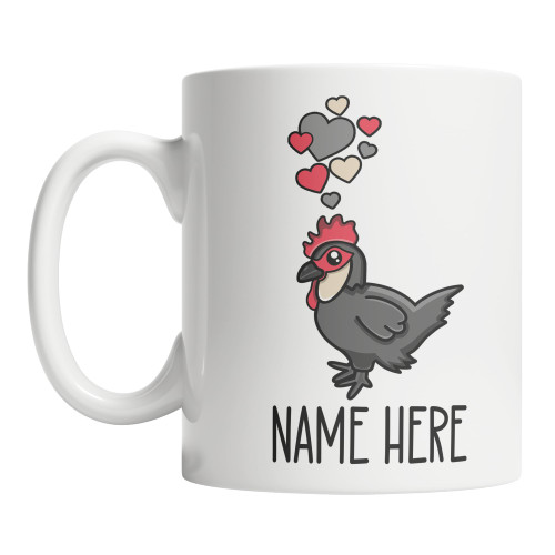 Custom Minorca Chicken With Hearts Mug Personalized Minorca Chicken Coffee Mug (11oz)