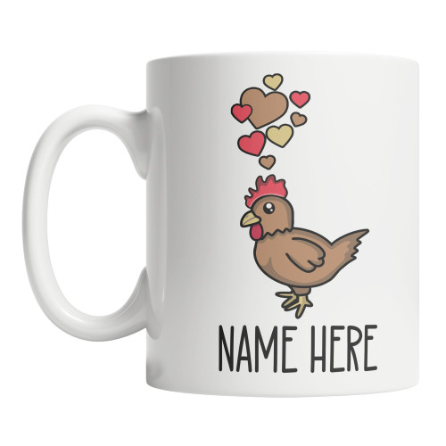 Custom Rhode Island Red Chicken With Hearts Mug Personalized Chicken Coffee Mug (11oz)