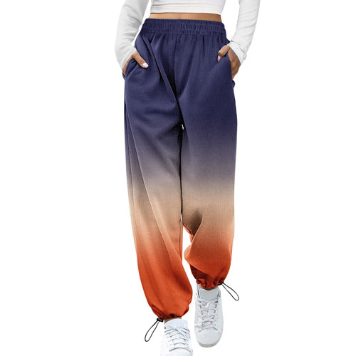 Bblulu Drawstring Sweatpants Women Cotton Workout Tapered Yoga Sweatpants Workout Lounge Pants with Pockets Orange