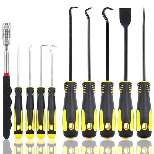 Alfykym 10Pcs Mechanic Pick Set Mechanic Precision Hook Picks Tools Set with Scraper Pick Hook Puller Remover Hose Removal Tool Automotive and Electronic Hand Tool