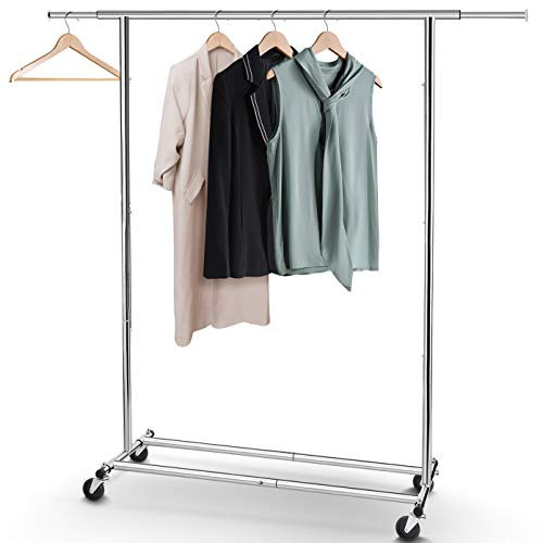 Simple Trending Clothes Garment Rack, Heavy Duty Commercial Grade Clothing Rolling Rack on Wheels with Expandable Collapsible Clothing Rack, Holds up to 150 lbs, Chrome Simple Trending Clothes Garment Rack, Heavy Duty Commercial Grade Clothing Rolling Rack on Wheels with Expandable Collapsible Clothing Rack, Holds up to 150 lbs, Chrome