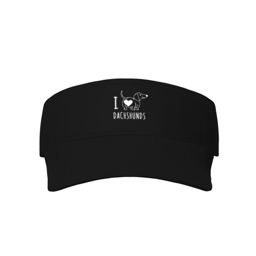 I Iove Dachshund Golf Visor Adjustable Sun Visor Cap Summer Beach Hats Athletic Empty Top for Men and Women Black