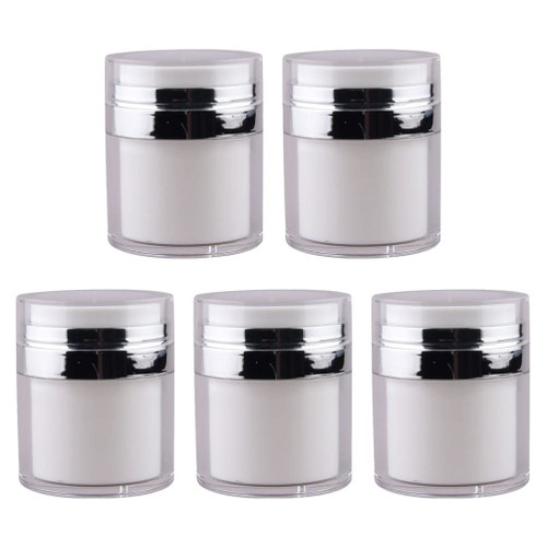KALLORY 5pcs Press Cream Jar airless Cosmetic Container Vacuum Skincare Cream Jars Cosmetic Cream jar Empty Clear Plastic containers Press-Type Container Travel Moisture Cream Lotion
