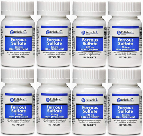 Ferrous Sulfate Iron 325 mg Generic for Feosol 100 Tablets PACK of 8 Ferrous Sulfate Iron 325 mg Generic for Feosol 100 Tablets PACK of 8