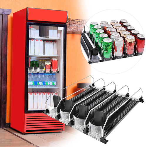 Qiopertar Supermarket Freezer Beverage Pusher Refrigerator Beverage Shelf Beverage Automatic Pusher