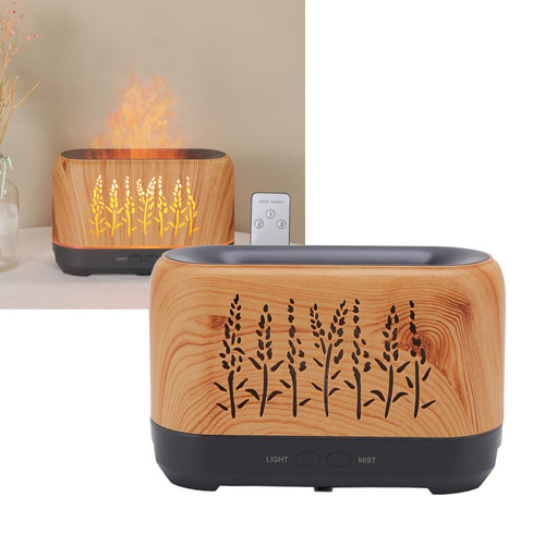Aromatherapy Humidifier Remote Control 200Ml Hollowout Flame Humidifying Fragrance Scented 100 240V with Humidistat Fire for Flaming Remote Controlling Remote Controller Reed Diffuser Oils (US Plug)