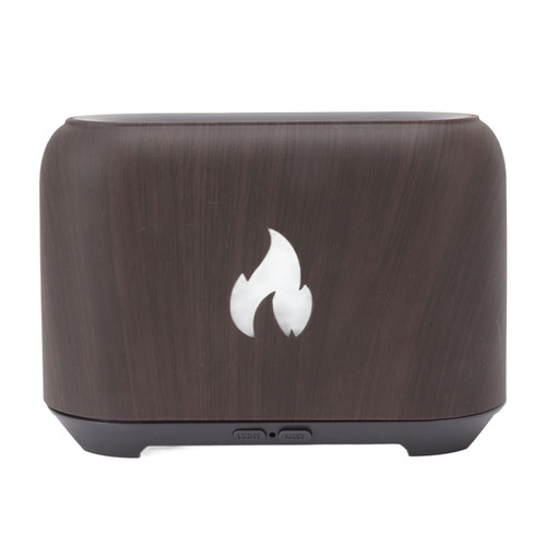 Flame Diffuser, Soft and Gentle Spray 7 LED Color Light Flame Light Humidifier for Bedroom (Deep Wood Grain)