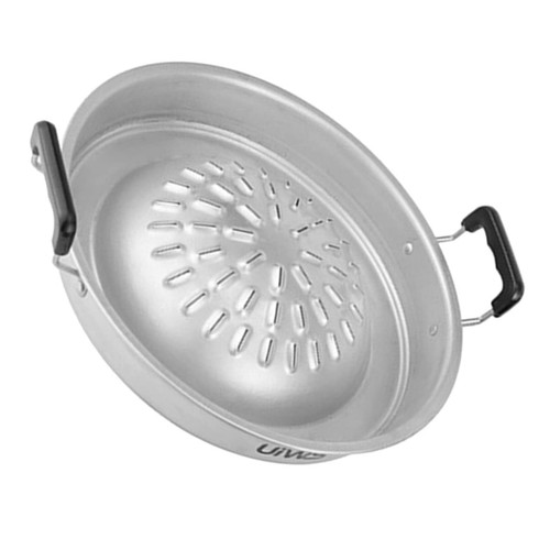 BESTOYARD Outdoor Bbq Grill Cast Iron Grill Roasting Round Grill Pan Stovetop Griddle Korean Bbq Grill Pan Griddle Pan Camping Grill Tray Grill Pan for Stove Aluminum Portable