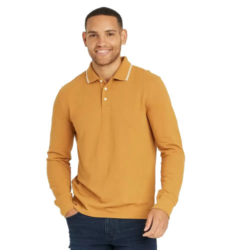 Goodfellow & Co Men's Rugby Polo Shirt - (as1, Alpha, l, Regular, Regular, Gold)