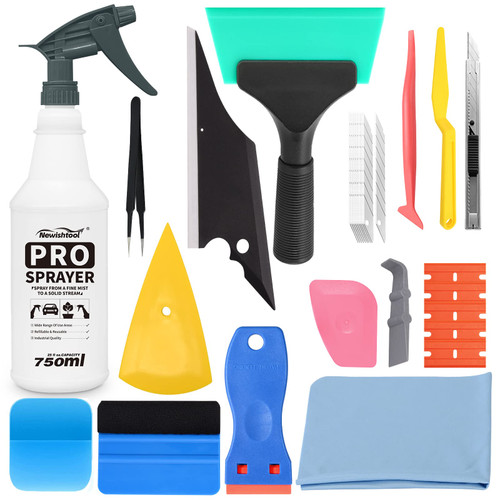 NEWISHTOOL Window Film Application Kit Car Tint Installation Tools with Spray Bottle PPF Squeegee Felt Scraper Knife for Vehicle Glass Protective Film Installing Tool Vinyl Wrap Kit Tools Tinting Kit