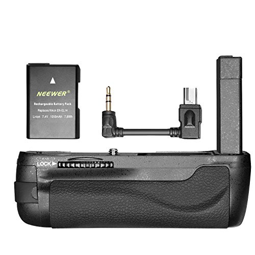 Neewer Pro Vertical Battery Grip Replacement for BG-2P and 7.4V 1050mAh Nikon EN-EL14 Replacement Rechargeable Li-ion Battery for Nikon DF DSLR Camera (Black)