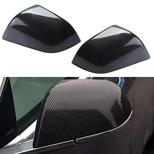 ROCCS Tesla Model 3 Side Mirror Cover, ABS Plastic Cover Carbon Fiber Outside Mirrors Cap Replacement, Pack of Two