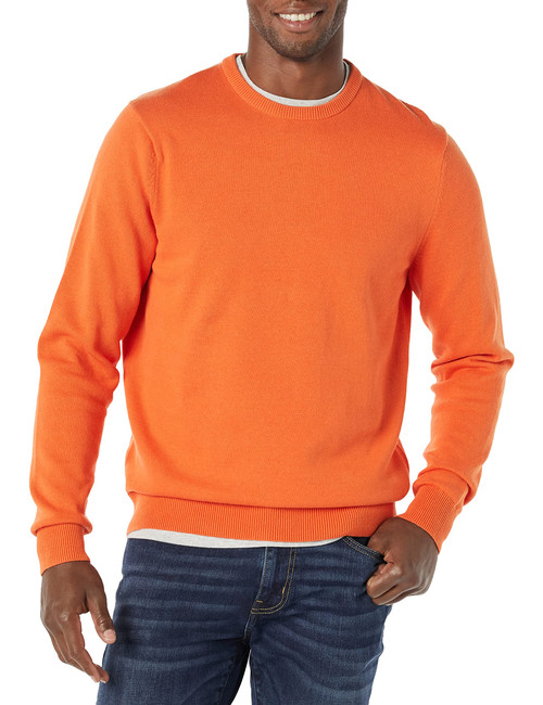 Amazon Essentials Men's Crewneck Sweater (Available in Big & Tall), Orange, Large