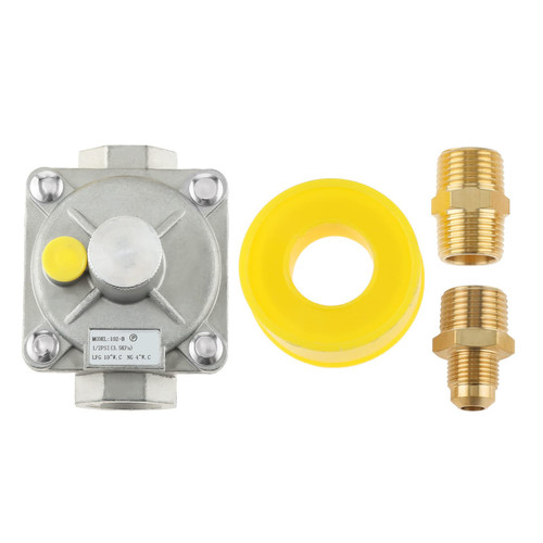 Aupoko 1/2" Gas Pressure Regulator, Natural Gas and Liquefied Interchange Pressure Regulator with 2 Brass 1/2" NPT Conversion Adapter for NG/LPG Applications Aupoko 1/2" Gas Pressure Regulator, Natural Gas and Liquefied Interchange Pressure Regulator with 2 Brass 1/2" NPT Conversion Adapter for NG/LPG Applications