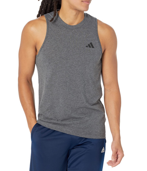 adidas Men's Training Essentials Feel Ready Logo Sleeveless T-Shirt, Dark Grey Heather/White/Black, Medium