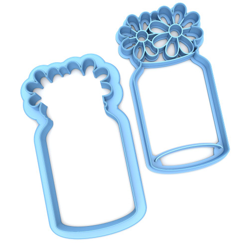 Sweet Prints Inc Set of 2 Mason Jar with Flowers Cookie Cutter - Dishwasher Safe (5")