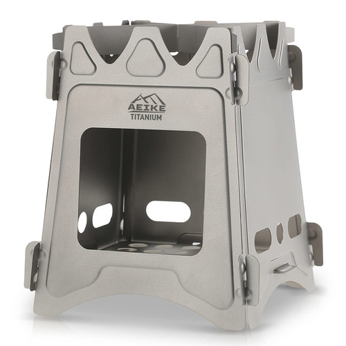 Camping Wood Stove Portable Folding Lightweight Titanium Wood Burning Backpacking Stove for Outdoor Survival Cooking Picnic Hunting QUKAN Camping Wood Stove Portable Folding Lightweight Titanium Wood Burning Backpacking Stove for Outdoor Survival Cooking Picnic Hunting QUKAN
