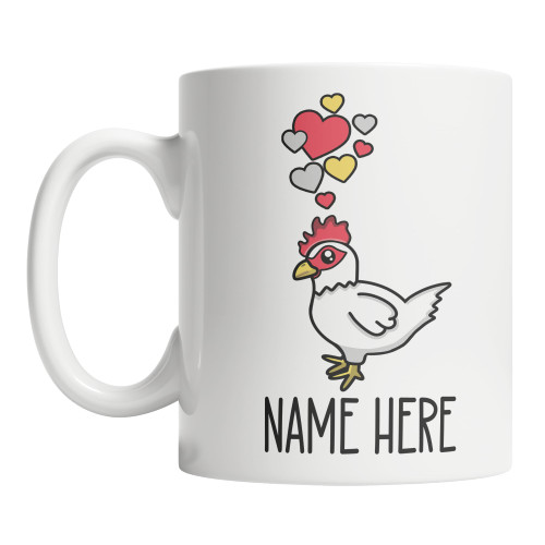 Custom Leghorn Chicken With Hearts Mug Personalized Leghorn Chicken Coffee Mug (15oz)