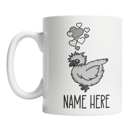 Custom Silkie Chicken With Hearts Mug Personalized Silkie Chicken Coffee Mug (15oz)