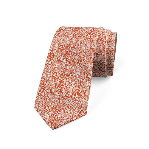 Ambesonne Necktie, Botanical Seaweed, Dress Tie, 3.7", Burnt Orange and White