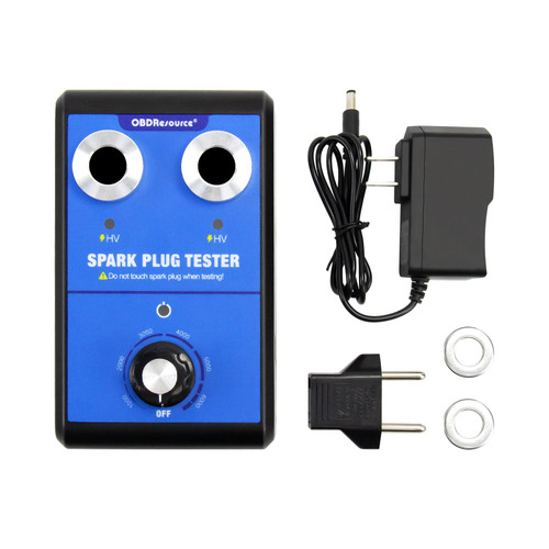 Spark Plug Tester, Automotive Engine Ignition Plug Analyzer 110V 220V for 12V Gasoline Vehicles and Motorcycles, Spark Plug 0 to 6000rpm with Double Hole 13MM Spark Plug Socket, Car Spark Tester Tool