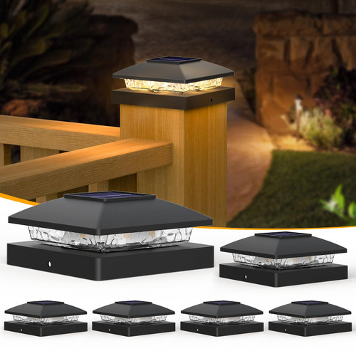 4x4 Post Solar Lights,Solar Post Cap Lights Warm White Outdoor Waterproof Garden Patio Fence Deck Decor,Solar Fence Post Lights for Fence Deck Caps 4x4 Wood Vinyl,Black 6 Pack 4x4 Post Solar Lights,Solar Post Cap Lights Warm White Outdoor Waterproof Garden Patio Fence Deck Decor,Solar Fence Post Lights for Fence Deck Caps 4x4 Wood Vinyl,Black 6 Pack