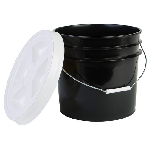 Premium 3.5 Gallon Bucket with Gamma Seal Lid, HDPE, Black