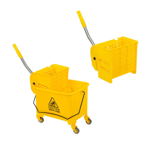 Mop Bucket with Wringer on Wheels, Commercial Mop Bucket 20 Quart Side Wringer Combo Mop and Bucket with Wringer Set for Home Industrial Cleaning