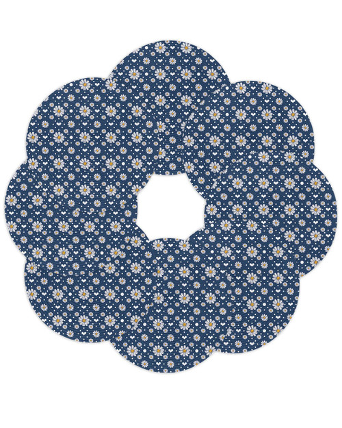 Round Placemats Set of 8 Daisy Flower Woven Place Mats Floral Heart Indigo Blue Circle Braided Placemat Heat Resistant Table Mat for Kitchen Dining Table Party Home Decor 13 Inch