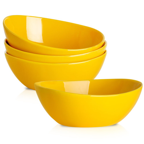 Porcelain Serving Bowls for Entertaining, Salad Bowls Large Serving for Parties, 36 Ounce Large Serving Dishes for Salad Pasta Popcorn, Dishwasher Microwave Safe, Set of 4, Yellow Porcelain Serving Bowls for Entertaining, Salad Bowls Large Serving for Parties, 36 Ounce Large Serving Dishes for Salad Pasta Popcorn, Dishwasher Microwave Safe, Set of 4, Yellow