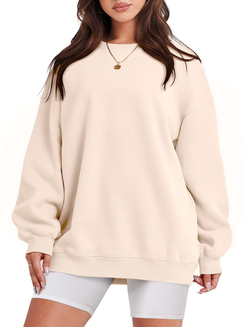 Womens Oversized Sweatshirt Crewneck Loose fit Long Sleeve Fleece Pullover 2023 Fall Casual Clothes Hoodie Top, 07_ Beige, XL Womens Oversized Sweatshirt Crewneck Loose fit Long Sleeve Fleece Pullover 2023 Fall Casual Clothes Hoodie Top, 07_ Beige, XL