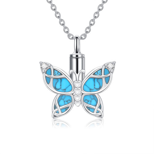 Butterfly Urn Necklace Sterling Silver Butterfly Urn Necklace for Ashes Butterfly Cremation Jewelry Gifts for Women Girls