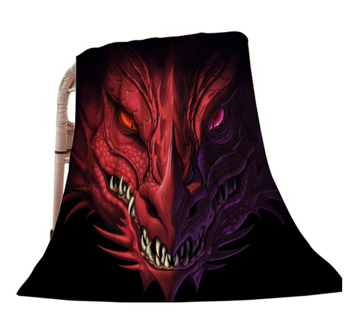 Dragon Throw Blanket,Fantasy Head of Angry Red Dragon Soft Warm Decorative Throw Blanket for Bed Chair Couch Sofa 50"X60"