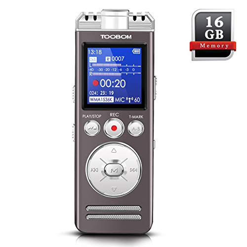 16GB Digital Voice Recorder TOOBOM Voice Activated Recorder with Playback - Upgraded Small Tape Recorder for Lectures, Meetings
