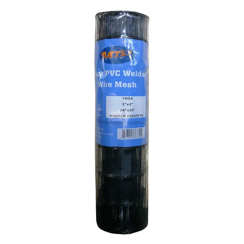 Black PVC Coated Welded Wire Mesh Garden Economy Fence 24 Inch x 25 Foot-3 Inch x 2 Inch 16GA