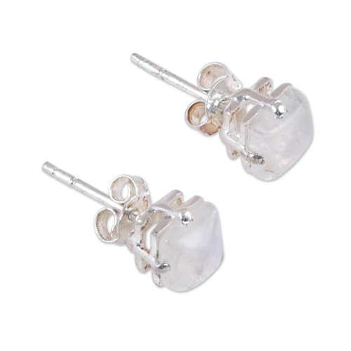 Moonstone - Rainbow .925 Sterling Silver Stud Earrings 'Mystic Charm' Moonstone - Rainbow .925 Sterling Silver Stud Earrings 'Mystic Charm'