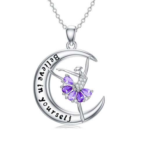 Ballerina Necklace Ballet Dancer Necklace Moon Pendant Jewelry Gift for Women Girl Graduation Gift