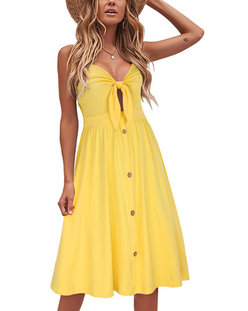 Women's Summer Dresses Sundresses Beach Clothes Outfit Vacation 2024 V Party Graduation Homecoming Casual Tropical Prom Bride Shower Plus Size Resort Wear Hawaiian Spring Cruise Yellow