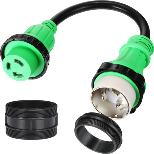 1.8FT Marine Shore Power Dogbone Adapter, Marine 50A SS2-50P to 30A L5-30R Female with Locking Ring, 50 Amp 125/250V to 30Amp L5-30R Marine Shore Power Pigtail Boat Adapter with Lock