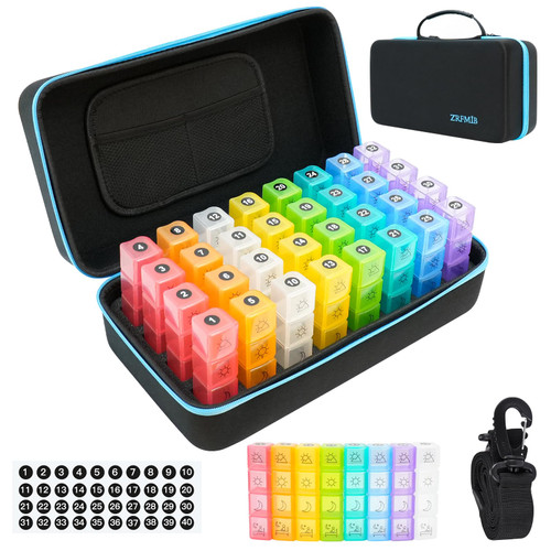 Monthly Pill Organizer 4 Times a Day, 30 Day Travel Pill Box Organizer with 32 Daily Compartments, Month Pill Box Organizer for Fish Oil, Vitamins, Supplements and Medications