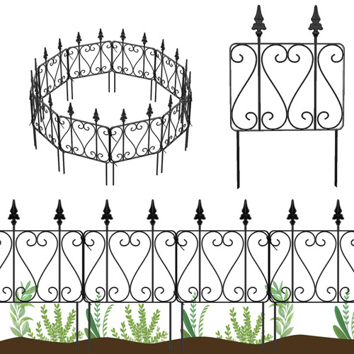 Decorative Garden Fence, 15 Panels Rustproof Outdoor Landscape Metal Border Edging Fencing Flower Animal Dogs Barrier Section Panel Decor Decorative Garden Fence, 15 Panels Rustproof Outdoor Landscape Metal Border Edging Fencing Flower Animal Dogs Barrier Section Panel Decor