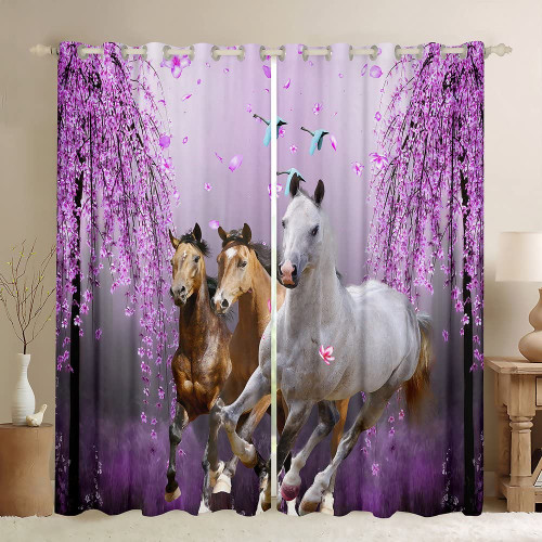 Boys Horse Curtains Cherry Blossom Kids Women Lavender Purple Window Curtains for Bedroom Living Room Girls Teens Galloping Horse Window Drapes Animal Decor Window Treatments 38W X 45L?2 Panels Boys Horse Curtains Cherry Blossom Kids Women Lavender Purple Window Curtains for Bedroom Living Room Girls Teens Galloping Horse Window Drapes Animal Decor Window Treatments 38W X 45L?2 Panels
