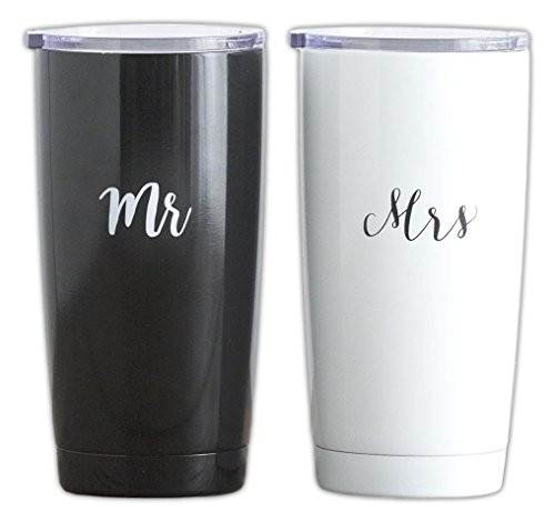Set of 2 DaySpring Stainless Steel Mr. & Mrs. Travel Tumbler Mugs