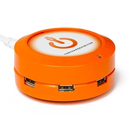 ChargeHub X5 - 5-Port USB Charger Desktop Charging Station 2.4A Per Port/25W - SmartSpeed Technology for iPhone X/8/7/6 Plus, iPad, Galaxy S9/S8/S7, Nexus, LG & Other Devices - Round (Orange)